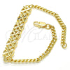 Oro Laminado Fancy Bracelet, Gold Filled Style Flower Design, Polished, Golden Finish, 03.311.0001.08 (04 MM Thickness, 8 Inches Length)
