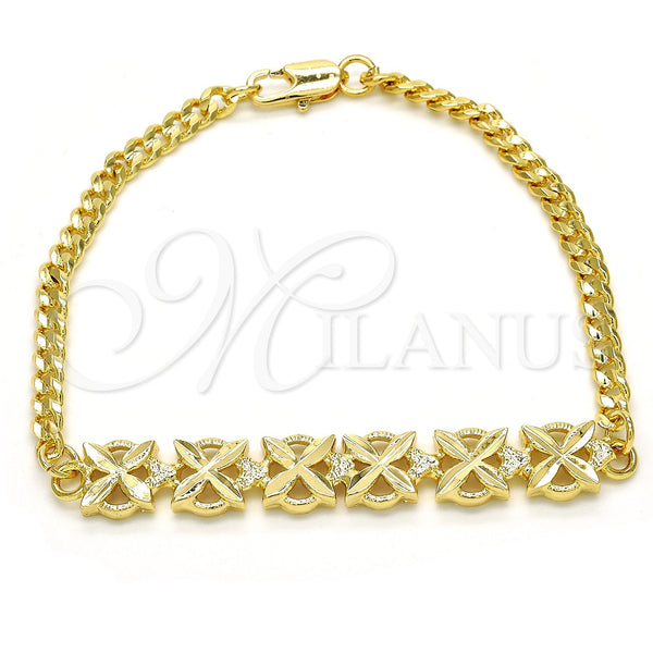 Gold Filled Bracelet — Fancy Bracelet Flower Design Polished 03. 04 MM — main product view — SKU 117811 | Oro Laminado brazalete — elegante Bracelet flor diseño pulido 03. 04 MM — SKU 117811