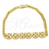 Oro Laminado Fancy Bracelet, Gold Filled Style Flower Design, Polished, Golden Finish, 03.311.0001.08 (04 MM Thickness, 8 Inches Length)