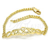 Oro Laminado Fancy Bracelet, Gold Filled Style Diamond Cutting Finish, Golden Finish, 03.311.0006.07 (04 MM Thickness, 7 Inches Length)