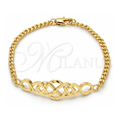 Oro Laminado Fancy Bracelet, Gold Filled Style Diamond Cutting Finish, Golden Finish, 03.311.0006.07 (04 MM Thickness, 7 Inches Length)
