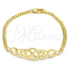 Oro Laminado Fancy Bracelet, Gold Filled Style Diamond Cutting Finish, Golden Finish, 03.311.0006.07 (04 MM Thickness, 7 Inches Length)