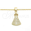 Oro Laminado Pendant Necklace, Gold Filled Style Altagracia Design, Polished, Golden Finish, 04.179.0001.18 (02 MM Thickness, 18 Inches Length)