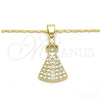 Oro Laminado Pendant Necklace, Gold Filled Style Altagracia Design, Polished, Golden Finish, 04.179.0001.18 (02 MM Thickness, 18 Inches Length)