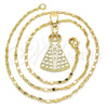 Oro Laminado Pendant Necklace, Gold Filled Style Altagracia Design, Polished, Golden Finish, 04.179.0001.18 (02 MM Thickness, 18 Inches Length)