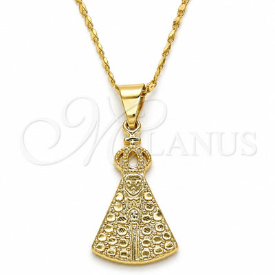 Oro Laminado Pendant Necklace, Gold Filled Style Altagracia Design, Polished, Golden Finish, 04.179.0001.18 (02 MM Thickness, 18 Inches Length)