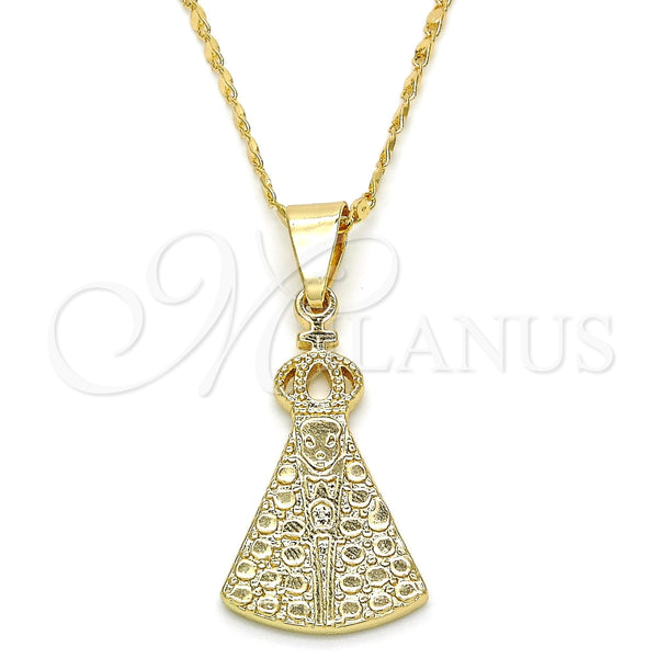 Oro Laminado Pendant Necklace, Gold Filled Style Altagracia Design, Polished, Golden Finish, 04.179.0001.18 (02 MM Thickness, 18 Inches Length)