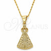 Oro Laminado Pendant Necklace, Gold Filled Style Altagracia Design, Polished, Golden Finish, 04.179.0001.18 (02 MM Thickness, 18 Inches Length)