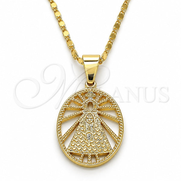 Oro Laminado Pendant Necklace, Gold Filled Style Altagracia Design, Polished, Golden Finish, 04.179.0002.18 (02 MM Thickness, 18 Inches Length)