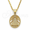 Oro Laminado Pendant Necklace, Gold Filled Style Altagracia Design, Polished, Golden Finish, 04.179.0002.18 (02 MM Thickness, 18 Inches Length)