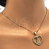 Oro Laminado Pendant Necklace, Gold Filled Style Altagracia and Heart Design, Polished, Golden Finish, 04.179.0003.18 (02 MM Thickness, 18 Inches Length)