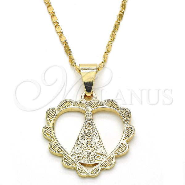 Gold Filled Necklace — Pendant Necklace Altagracia and Heart Design Polished 04. — main product view — SKU 117820 | Oro Laminado collar — Pendant Necklace Altagracia and corazón diseño pulido 04. — SKU 117820