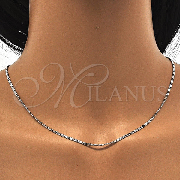 White Gold Filled Necklace — Basic Necklace Polished 04. 02 MM Thickness 18 — alternate product view — SKU 117821 | Oro Laminado Blanco collar — básico Necklace pulido 04. 02 MM Thickness 18 — SKU 117821