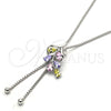 Rhodium Gold Filled Pendant Necklace, Leaf Design, with Multicolor Cubic Zirconia, Polished, Rhodium Finish, 04.313.0001.1.40 (01 MM Thickness, 24 Inches Length)