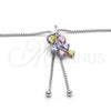 Rhodium Gold Filled Pendant Necklace, Leaf Design, with Multicolor Cubic Zirconia, Polished, Rhodium Finish, 04.313.0001.1.40 (01 MM Thickness, 24 Inches Length)