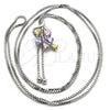 Rhodium Gold Filled Pendant Necklace, Leaf Design, with Multicolor Cubic Zirconia, Polished, Rhodium Finish, 04.313.0001.1.40 (01 MM Thickness, 24 Inches Length)