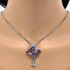 Rhodium Gold Filled Pendant Necklace, with Multicolor Cubic Zirconia, Polished, Rhodium Finish, 04.313.0002.1.40 (02 MM Thickness, 40 Inches Length)