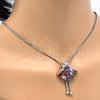 Rhodium Gold Filled Pendant Necklace, with Multicolor Cubic Zirconia, Polished, Rhodium Finish, 04.313.0002.1.40 (02 MM Thickness, 40 Inches Length)