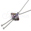 Rhodium Gold Filled Pendant Necklace, with Multicolor Cubic Zirconia, Polished, Rhodium Finish, 04.313.0002.1.40 (02 MM Thickness, 40 Inches Length)