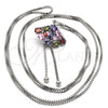 Rhodium Gold Filled Pendant Necklace, with Multicolor Cubic Zirconia, Polished, Rhodium Finish, 04.313.0002.1.40 (02 MM Thickness, 40 Inches Length)