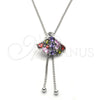 Rhodium Gold Filled Pendant Necklace, with Multicolor Cubic Zirconia, Polished, Rhodium Finish, 04.313.0002.1.40 (02 MM Thickness, 40 Inches Length)