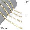 Oro Laminado Basic Necklace, Gold Filled Style Polished, Golden Finish, 04.63.1335.24 (100 Gauge, 05 MM Thickness, 24 Inches Length)