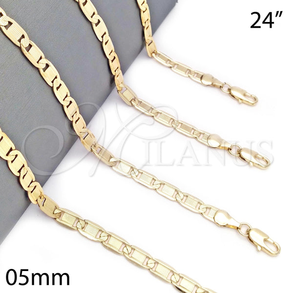 Oro Laminado Basic Necklace, Gold Filled Style Polished, Golden Finish, 04.63.1337.24 (100 Gauge, 05 MM Thickness, 24 Inches Length)