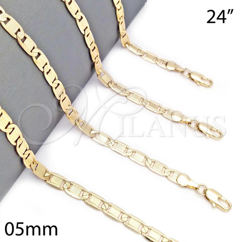 Oro Laminado Basic Necklace, Gold Filled Style Polished, Golden Finish, 04.63.1337.24 (100 Gauge, 05 MM Thickness, 24 Inches Length)