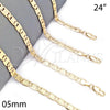 Oro Laminado Basic Necklace, Gold Filled Style Polished, Golden Finish, 04.63.1337.24 (100 Gauge, 05 MM Thickness, 24 Inches Length)
