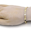 Oro Laminado Basic Bracelet, Gold Filled Style Pave Mariner Design, Polished, Golden Finish, 04.63.1339.08 (100 Gauge, 05 MM Thickness, 8 Inches Length)