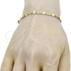 Oro Laminado Basic Bracelet, Gold Filled Style Pave Mariner Design, Polished, Golden Finish, 04.63.1339.08 (100 Gauge, 05 MM Thickness, 8 Inches Length)
