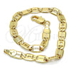 Oro Laminado Basic Bracelet, Gold Filled Style Pave Mariner Design, Polished, Golden Finish, 04.63.1339.08 (100 Gauge, 05 MM Thickness, 8 Inches Length)