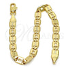 Oro Laminado Basic Bracelet, Gold Filled Style Pave Mariner Design, Polished, Golden Finish, 04.63.1339.08 (100 Gauge, 05 MM Thickness, 8 Inches Length)