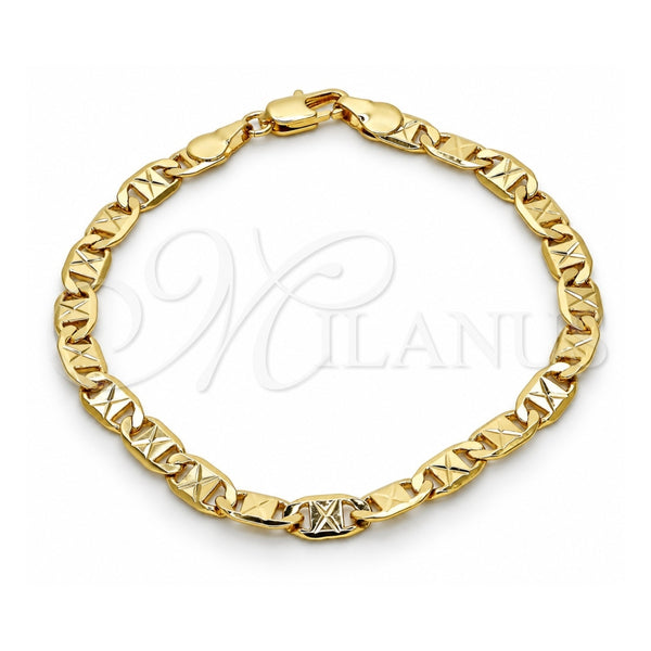 Oro Laminado Basic Bracelet, Gold Filled Style Polished, Golden Finish, 04.63.1340.08 (100 Gauge, 05 MM Thickness, 8 Inches Length)