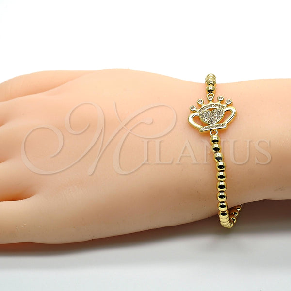 Gold Filled Bracelet — Fancy Bracelet Expandable Bead and Crown Design with — alternate product view — SKU 117874 | Oro Laminado brazalete — elegante Bracelet Expandable Bead and Crown diseño with — SKU 117874
