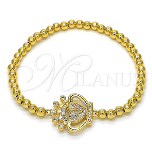 Gold Filled Bracelet — Fancy Bracelet Expandable Bead and Crown Design with — main product view — SKU 117874 | Oro Laminado brazalete — elegante Bracelet Expandable Bead and Crown diseño with — SKU 117874