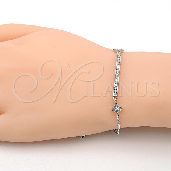 White Gold Filled Bracelet — Fancy Bracelet with White Micro Pave Polished 03. — alternate product view — SKU 117907 | Oro Laminado Blanco brazalete — elegante Bracelet with blanco Micro Pave pulido 03. — SKU 117907