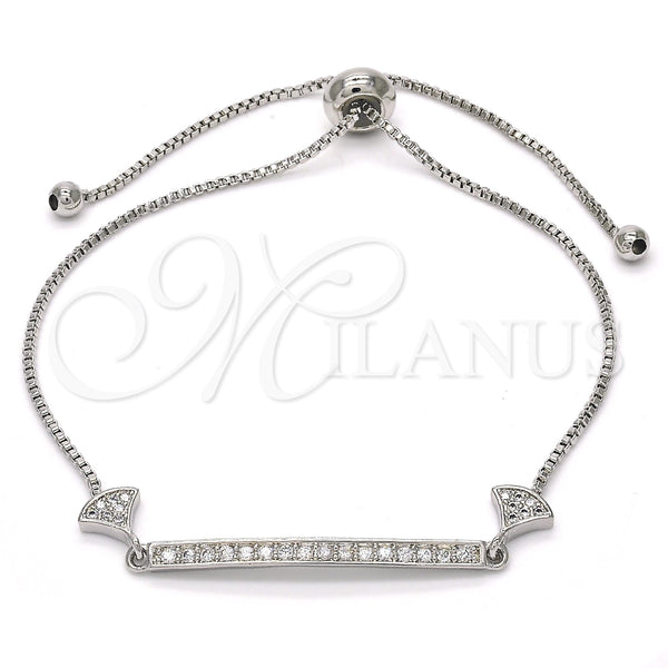 White Gold Filled Bracelet — Fancy Bracelet with White Micro Pave Polished 03. — main product view — SKU 117907 | Oro Laminado Blanco brazalete — elegante Bracelet with blanco Micro Pave pulido 03. — SKU 117907