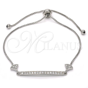 White Gold Filled Bracelet — Fancy Bracelet with White Micro Pave Polished 03. — main product view — SKU 117907 | Oro Laminado Blanco brazalete — elegante Bracelet with blanco Micro Pave pulido 03. — SKU 117907