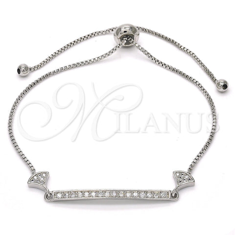 Rhodium Gold Filled Fancy Bracelet, with White Micro Pave, Polished, Rhodium Finish, 03.155.0036.10 (01 MM Thickness, 10 Inches Length)