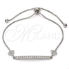 Rhodium Gold Filled Fancy Bracelet, with White Micro Pave, Polished, Rhodium Finish, 03.155.0036.10 (01 MM Thickness, 10 Inches Length)