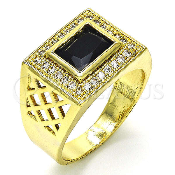 Gold Filled Ring — Mens Ring with Black Cubic Zirconia and White — main product view — SKU 117928 | Oro Laminado anillo — Mens Ring with negro Cubic Zirconia and blanco — SKU 117928