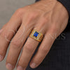 Oro Laminado Mens Ring, Gold Filled Style with Sapphire Blue Cubic Zirconia and White Crystal, Polished, Golden Finish, 01.266.0014.2.11 (Size 11)