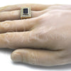 Oro Laminado Mens Ring, Gold Filled Style with Sapphire Blue Cubic Zirconia and White Micro Pave, Polished, Golden Finish, 01.266.0014.2.12 (Size 12)
