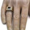 Oro Laminado Mens Ring, Gold Filled Style with Sapphire Blue Cubic Zirconia and White Micro Pave, Polished, Golden Finish, 01.266.0014.2.12 (Size 12)