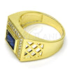 Oro Laminado Mens Ring, Gold Filled Style with Sapphire Blue Cubic Zirconia and White Micro Pave, Polished, Golden Finish, 01.266.0014.2.12 (Size 12)