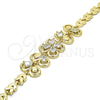 Oro Laminado Fancy Bracelet, Gold Filled Style Flower and Leaf Design, with White Cubic Zirconia, Polished for wholesale, additional product view 4