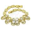 Oro Laminado Fancy Bracelet, Gold Filled Style Flower and Leaf Design, with White Cubic Zirconia, Polished for wholesale, additional product view 5