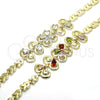 Oro Laminado Fancy Bracelet, Gold Filled Style Flower and Leaf Design, with White Cubic Zirconia, Polished for wholesale, additional product view 7