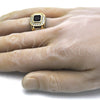 Oro Laminado Mens Ring, Gold Filled Style with Black and White Cubic Zirconia, Polished, Golden Finish, 01.266.0015.1.11 (Size 11)
